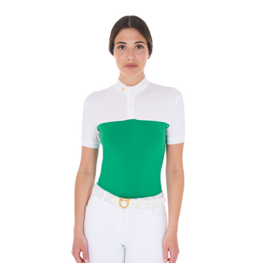 Getailleerd poloshirt van technische stof en mesh met korte mouwen voor dames Equestro Getailleerd poloshirt van technische stof en mesh met korte mouwen voor dames Equestro