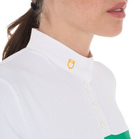Getailleerd poloshirt van technische stof en mesh met korte mouwen voor dames Equestro Oceaanblauw Groen Getailleerd poloshirt van technische stof en mesh met korte mouwen voor dames Equestro Oceaanblauw Groen