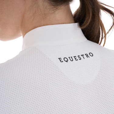 Getailleerd poloshirt van technische stof en mesh met korte mouwen voor dames Equestro Getailleerd poloshirt van technische stof en mesh met korte mouwen voor dames Equestro