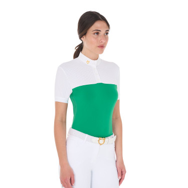 Getailleerd poloshirt van technische stof en mesh met korte mouwen voor dames Equestro Getailleerd poloshirt van technische stof en mesh met korte mouwen voor dames Equestro