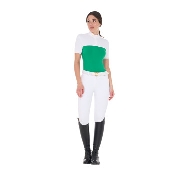 Getailleerd poloshirt van technische stof en mesh met korte mouwen voor dames Equestro Getailleerd poloshirt van technische stof en mesh met korte mouwen voor dames Equestro