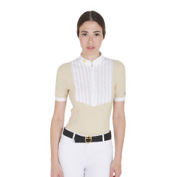 Getailleerd poloshirt van geplooid katoen met korte mouwen dames Equestro