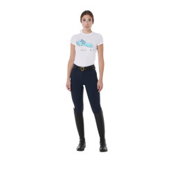 Damesbroek met hoge taille en volledige grip Equestro Marine Marineblauw Damesbroek met hoge taille en volledige grip Equestro Marine Marineblauw