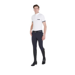 Slim-fit broek met grip heren met logo Caspar Equestro Marine Marineblauw