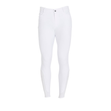 Slim-fit broek met grip heren met logo Caspar Equestro Wit