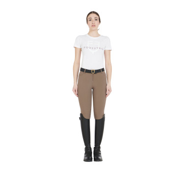 Strakke damesbroek met grip met logo Zenda Equestro Walnoot Bruin