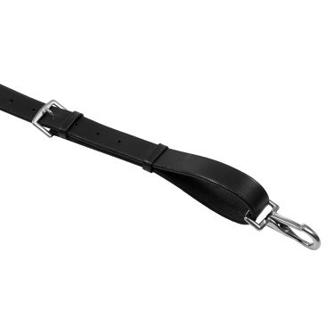 Lederen martingaal met zilverkleurige stiksels Equestro Zwart