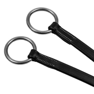 Lederen martingaal met zilverkleurige stiksels Equestro Zwart