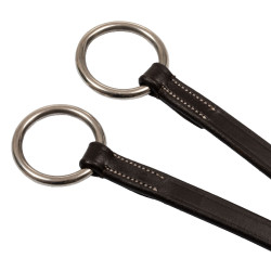 Lederen martingaal met zilverkleurige stiksels Equestro Donkerbruin