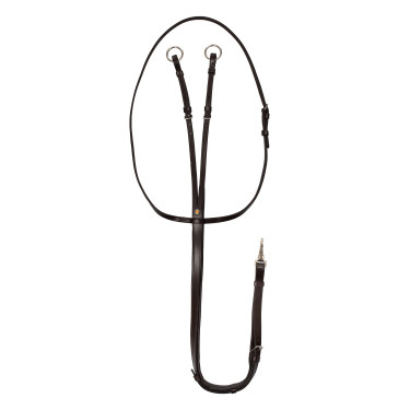 Lederen martingaal met zilverkleurige stiksels Equestro Donkerbruin Lederen martingaal met zilverkleurige stiksels Equestro Donkerbruin