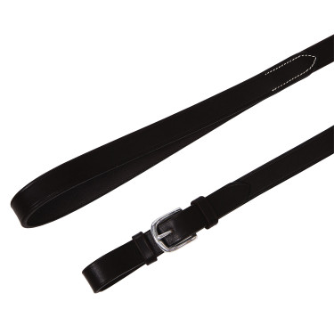 Lange leren lijn met zilverkleurige ketting Equestro Zwart