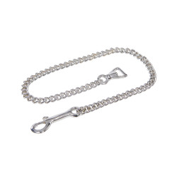 Lange leren lijn met zilverkleurige ketting Equestro Zwart