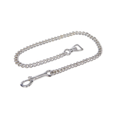 Lange leren lijn met zilverkleurige ketting Equestro Zwart