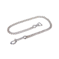 Lange leren lijn met zilverkleurige ketting Equestro Zwart