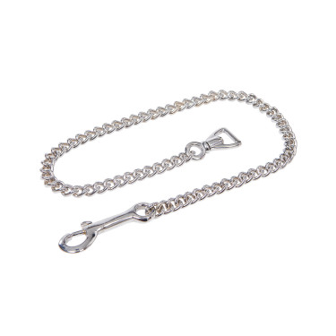 Lange leren lijn met zilverkleurige ketting Equestro Zwart