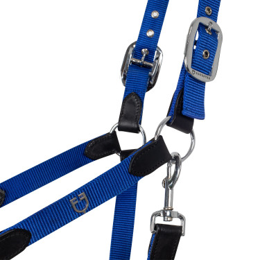 Ergonomische halster met lederen inzetstukken Lani Equestro Zwart / koningsblauw