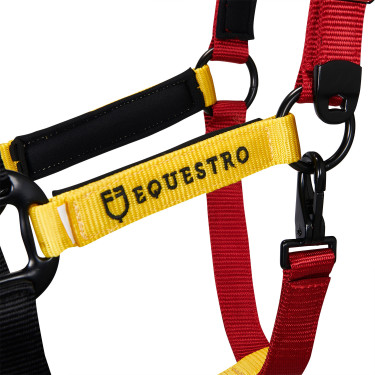 Nylon halster Flaggy Equestro Zwart / rood / geel
