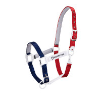 Nylon halster Flaggy Equestro Marine / wit / rood Blauw