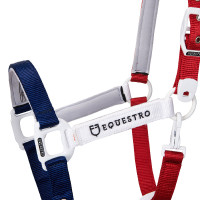 Nylon halster Flaggy Equestro Marine / wit / rood Blauw
