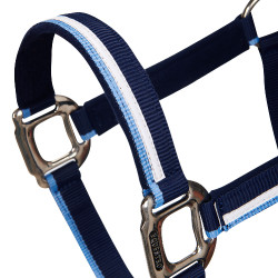 Nylon halster White Trim Equestro Marine / lichtblauw