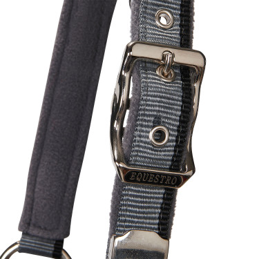 Nylon halster met lijn Red Trim Equestro Grijs / rood / zwart