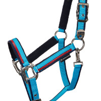 Nylon halster met lijn Red Trim Equestro Turkoois / rood / marineblauw Nylon halster met lijn Red Trim Equestro Turkoois / rood / marineblauw