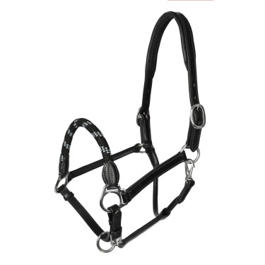 Lederen halster met ergonomische bescherming en neusriem van touw Acavallo