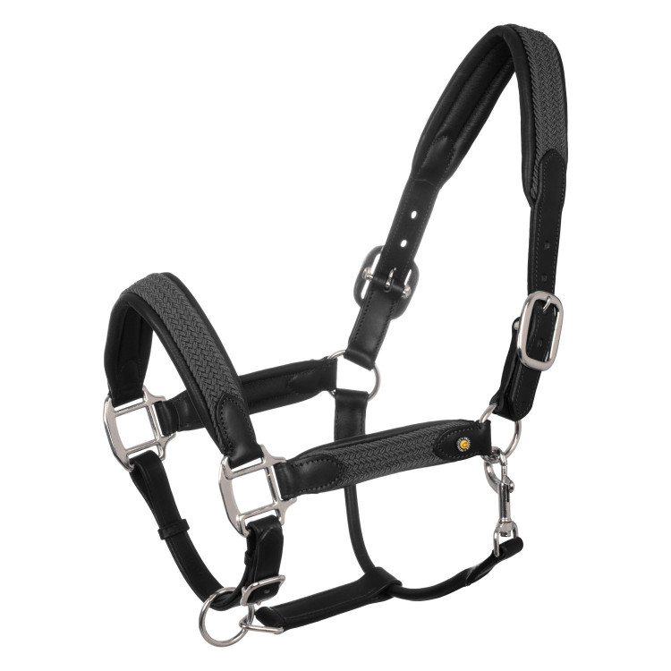 Leren halster met gevlochten nylon inzetstukken Equestro