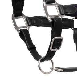 Leren halster met gevlochten nylon inzetstukken Equestro Zwart / marine Marineblauw