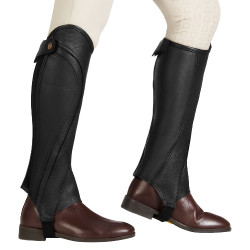 Uniseks mini-chaps van geperforeerd leer voor maximaal comfort Salisbury Equestro Zwart