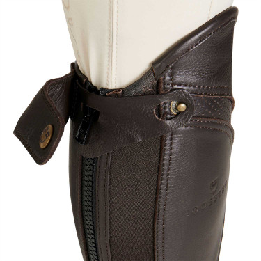 Uniseks mini-chaps van geperforeerd leer voor maximaal comfort Salisbury Equestro Bruin Uniseks mini-chaps van geperforeerd leer voor maximaal comfort Salisbury Equestro Bruin