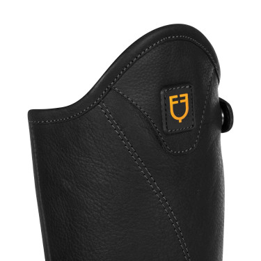 Unisex mini-chaps van soepel leer met zijrits Magellano Equestro Zwart