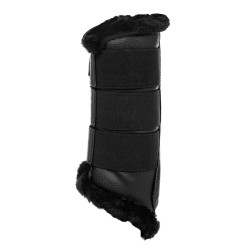 Achterste beenbeschermers van synthetisch leer met drievoudig klittenband Acavallo Zwart