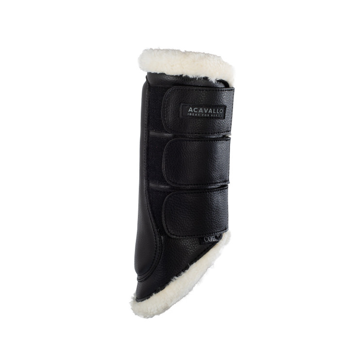 Achterste beenbeschermers van ecologisch leer met drievoudige klittenbandsluiting Acavallo Achterste beenbeschermers van ecologisch leer met drievoudige klittenbandsluiting Acavallo
