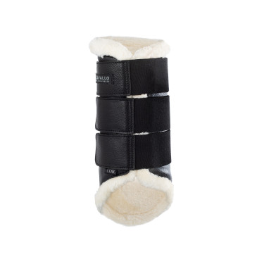 Achterste beenbeschermers van ecologisch leer met drievoudige klittenbandsluiting Acavallo Achterste beenbeschermers van ecologisch leer met drievoudige klittenbandsluiting Acavallo