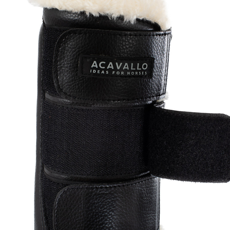 Achterste beenbeschermers van ecologisch leer met drievoudige klittenbandsluiting Acavallo Achterste beenbeschermers van ecologisch leer met drievoudige klittenbandsluiting Acavallo