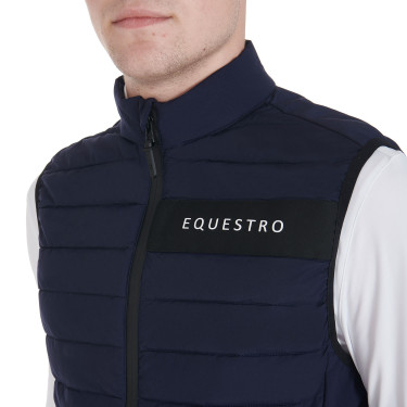 Herenbodywarmer van winddicht technisch materiaal Equestro Marine Marineblauw