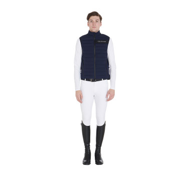 Herenbodywarmer van winddicht technisch materiaal Equestro Marine Marineblauw