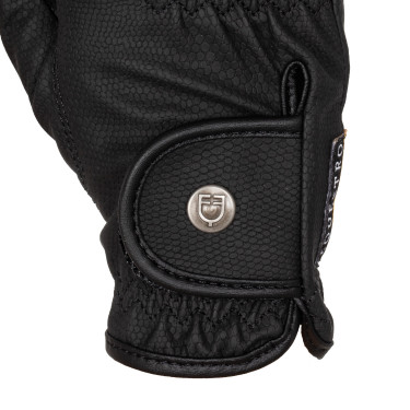 Unisex handschoenen van zacht synthetisch leer met klittenbandsluiting Equestro Zwart