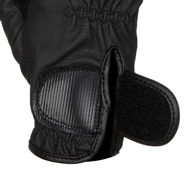 Unisex handschoenen van zacht synthetisch leer met klittenbandsluiting Equestro Zwart