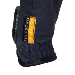 Dameshandschoenen van zacht technisch materiaal met strasslogo Equestro Marine Marineblauw