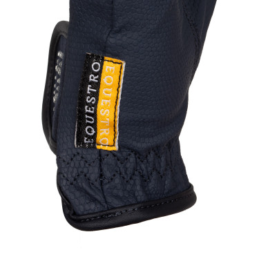 Dameshandschoenen van zacht technisch materiaal met strasslogo Equestro Marine Marineblauw