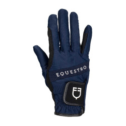 Technische stoffen handschoenen met meerkleurig logo Equestro Marine / wit Blauw