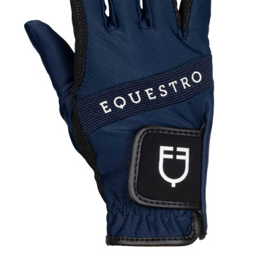 Technische stoffen handschoenen met meerkleurig logo Equestro Marine / wit Blauw