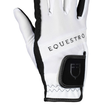 Technische stoffen handschoenen met meerkleurig logo Equestro Wit / zwart