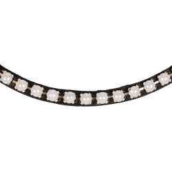 Voorhoofdband van kalfsleer met parels Acavallo Zwart / wit