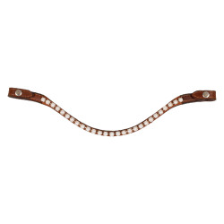 Voorhoofdband van kalfsleer met parels Acavallo Cognac / wit