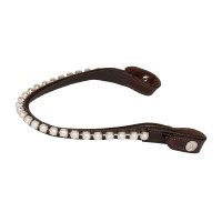 Voorhoofdband van kalfsleer met parels Acavallo Zwart / wit