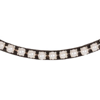 Voorhoofdband van kalfsleer met parels Acavallo Zwart / wit