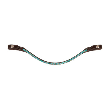 Frontdeel van kalfsleer met ronde kristallen Acavallo Donkerbruin / aquamarijn